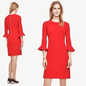 Ann Taylor Red Flared Sleeve Dress